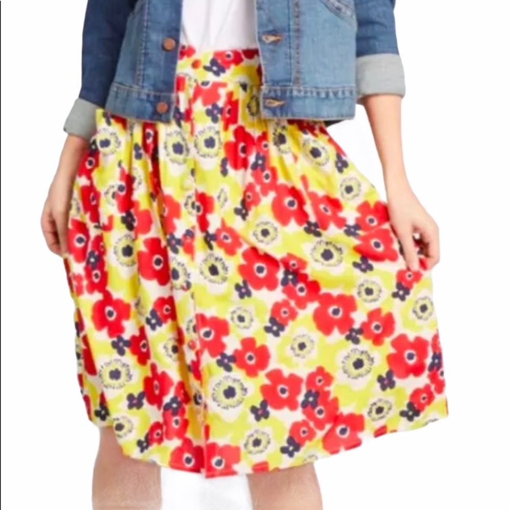 Pretty Vacant Poppy Midi Skirt NWT Red Yellow 16